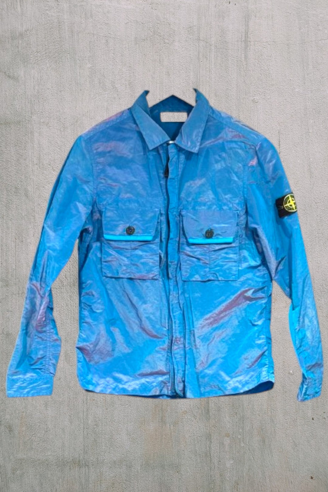 Stone Island Nylon Metal Weft Overshirt Blue Pink – Graceys Garms