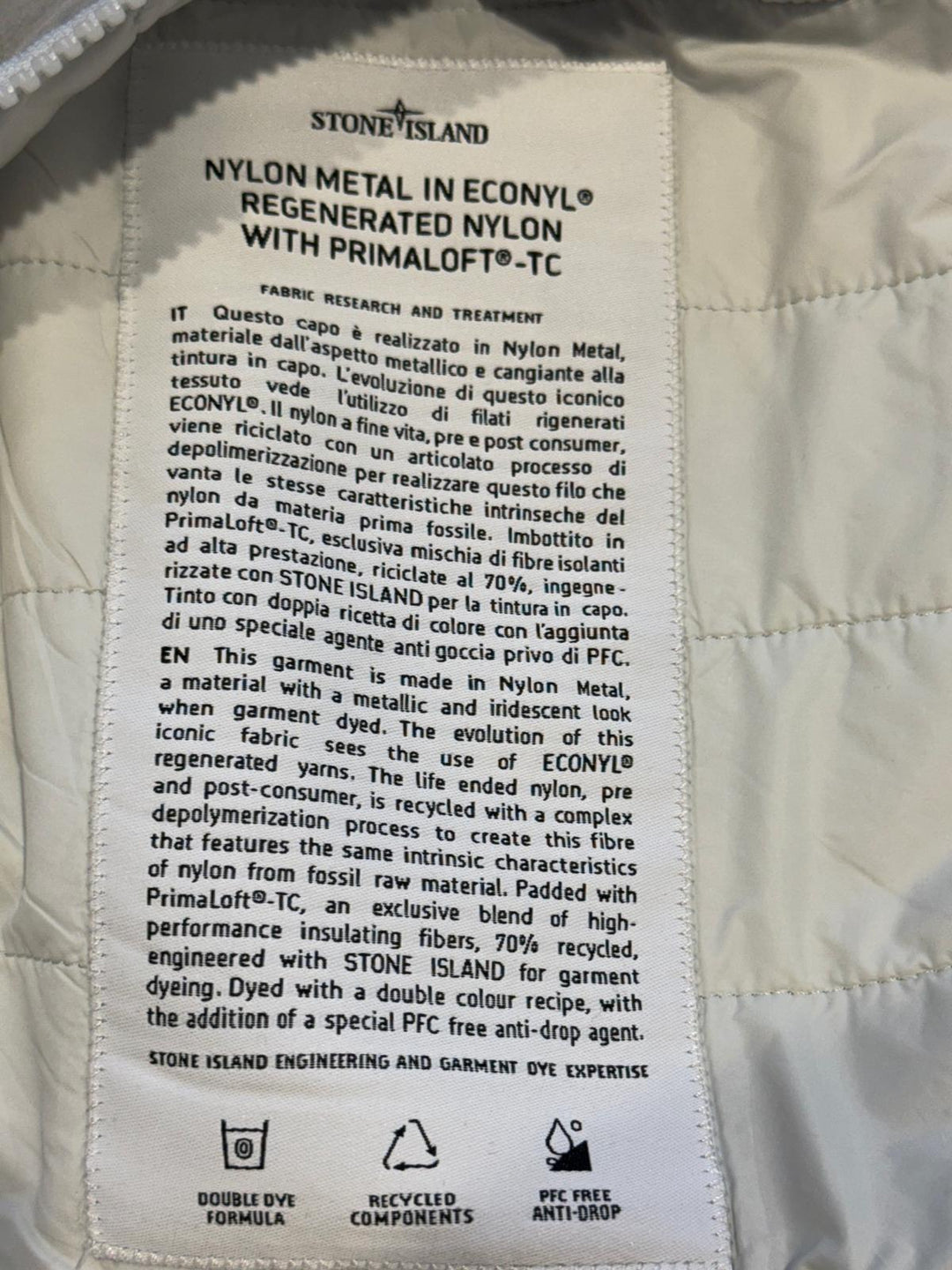 Nylon Metal In Econyl Jacket with Primaloft TC Grey Perla