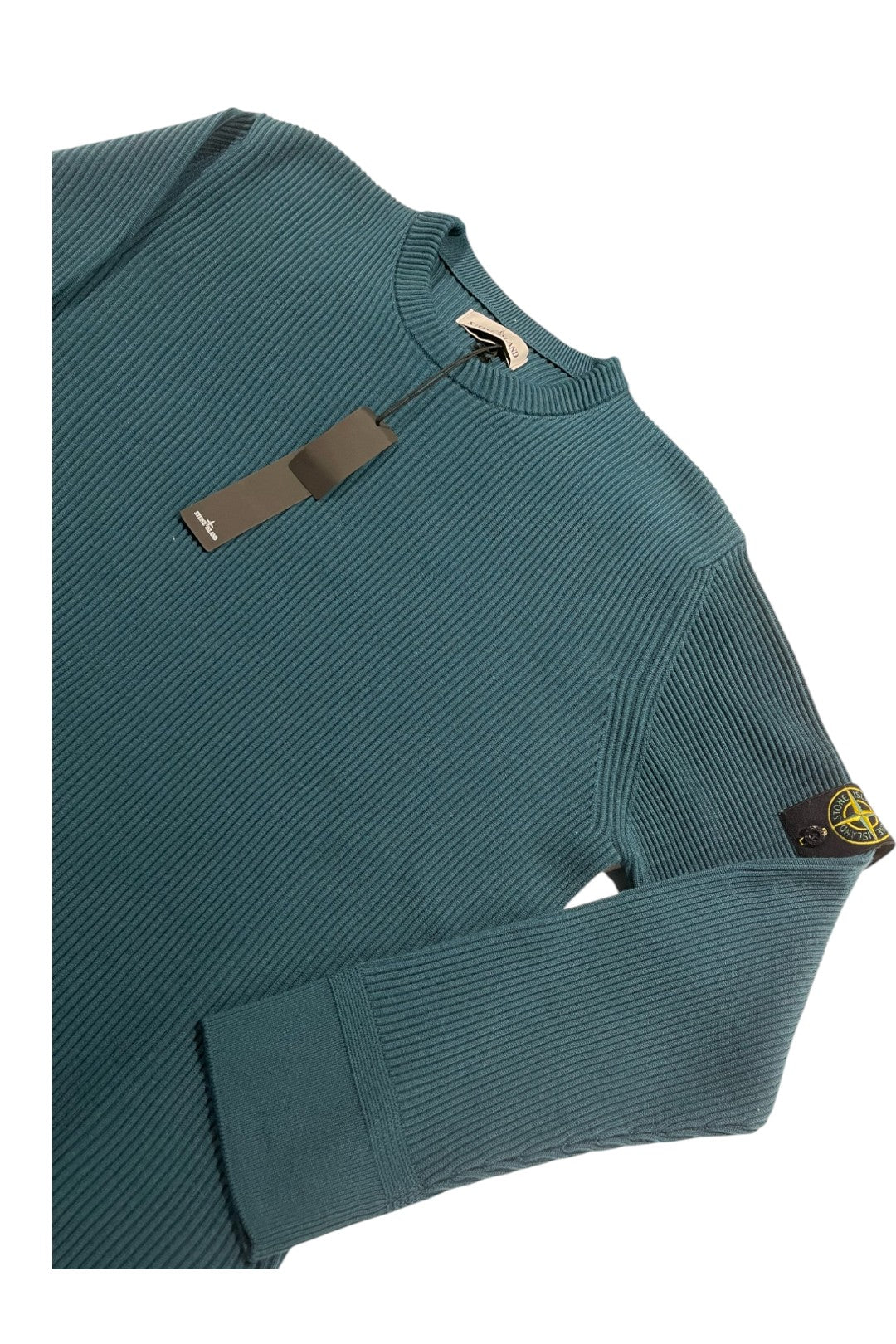 Green Ribbed Wool Crewneck Knit