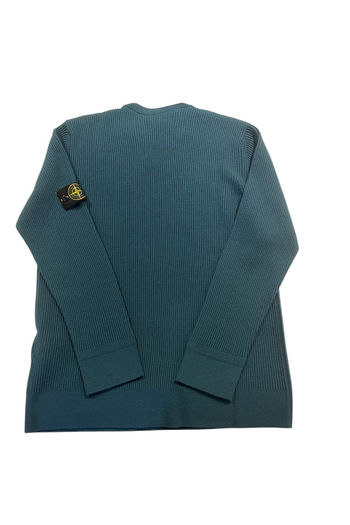 Green Ribbed Wool Crewneck Knit