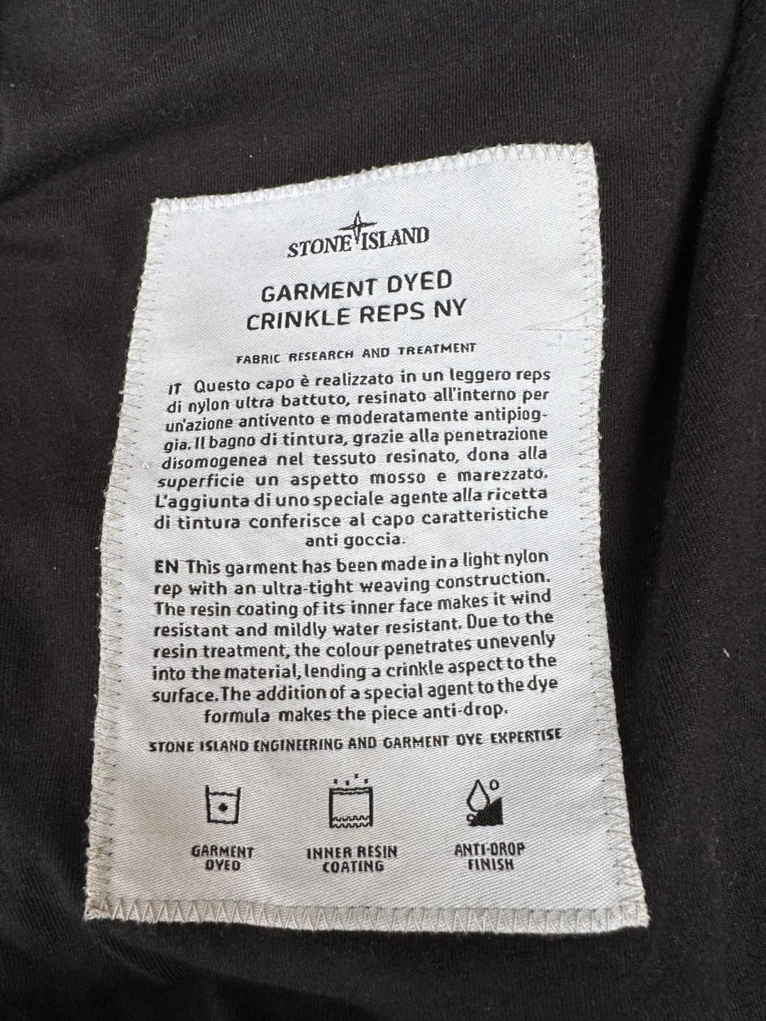 Black Garment Dyed Crinkle Reps NY