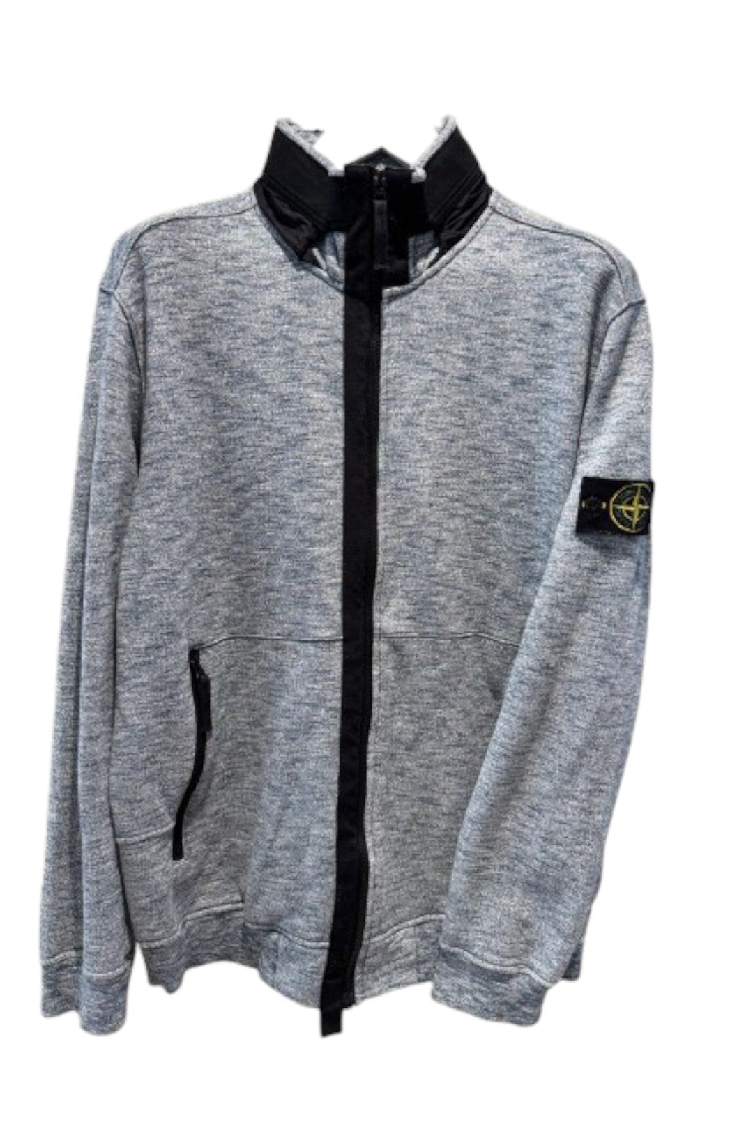 Stone Island Full Zip Marl Sweater with Packable Hood