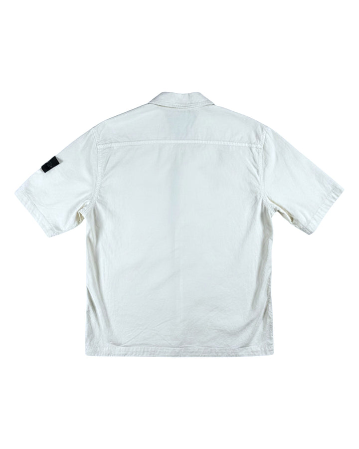 Stone Island Ivory Stone Island Stretch Organic Cotton Twill Short-Sleeve Shirt — other