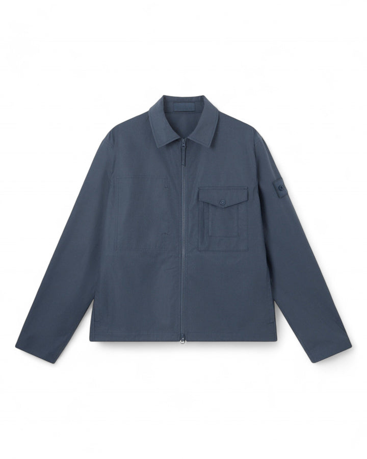 Stone Island Slate Blue Stone Island All-Weather Cotton Canvas Ghost Piece Overshirt — front