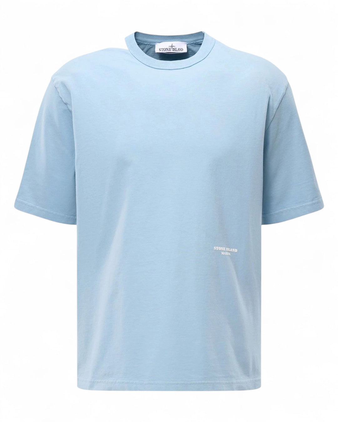 Stone Island Dust Blue Stone Island Combed Organic Cotton Jersey S.I. Marina T-Shirt — front