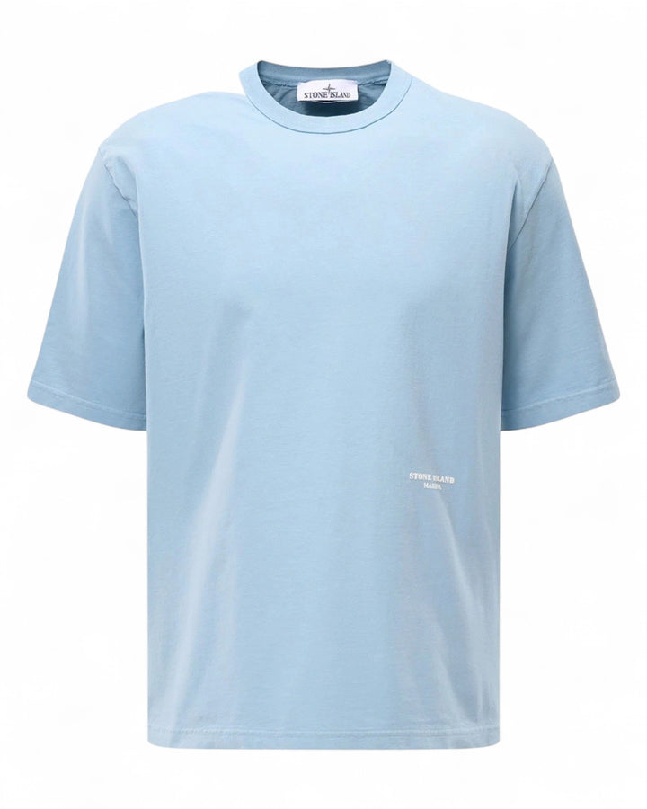 Stone Island Dust Blue Stone Island Combed Organic Cotton Jersey S.I. Marina T-Shirt — front