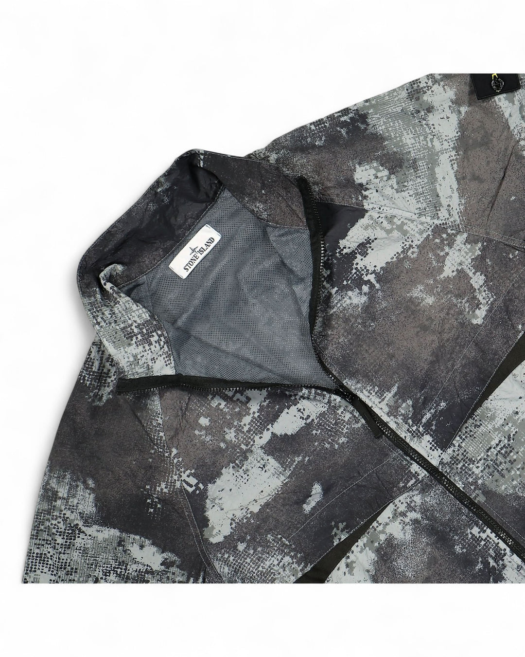 Stone Island Charcoal Stone Island Grey Dissolving Grid Camo Jacket — front