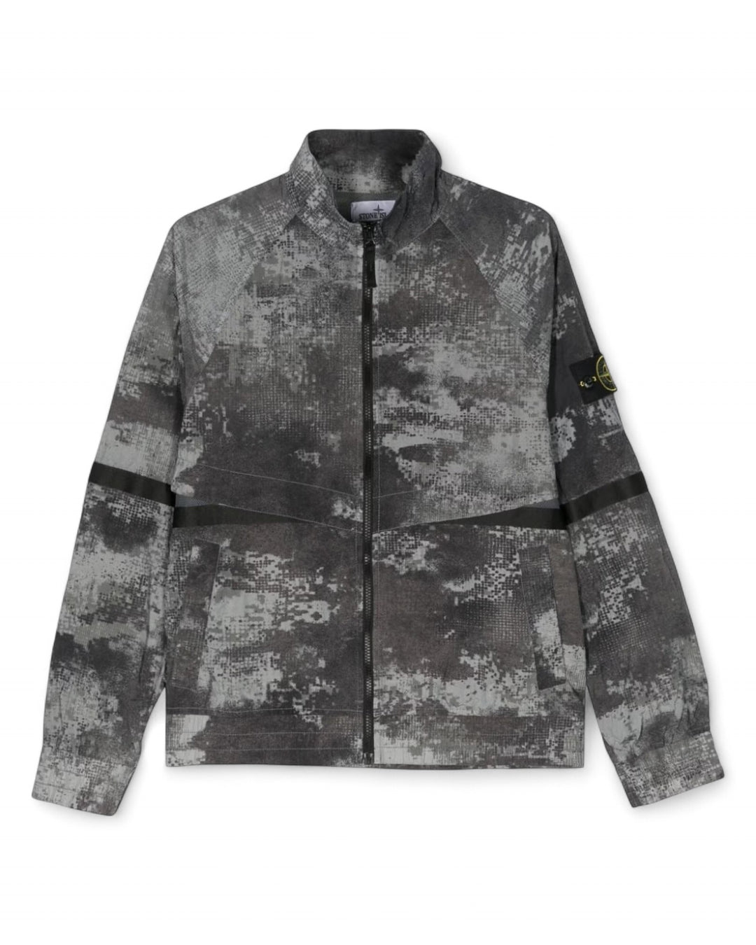 Stone Island Charcoal Stone Island Grey Dissolving Grid Camo Jacket — front