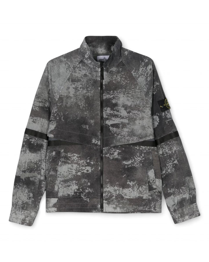 Stone Island Charcoal Stone Island Grey Dissolving Grid Camo Jacket — front