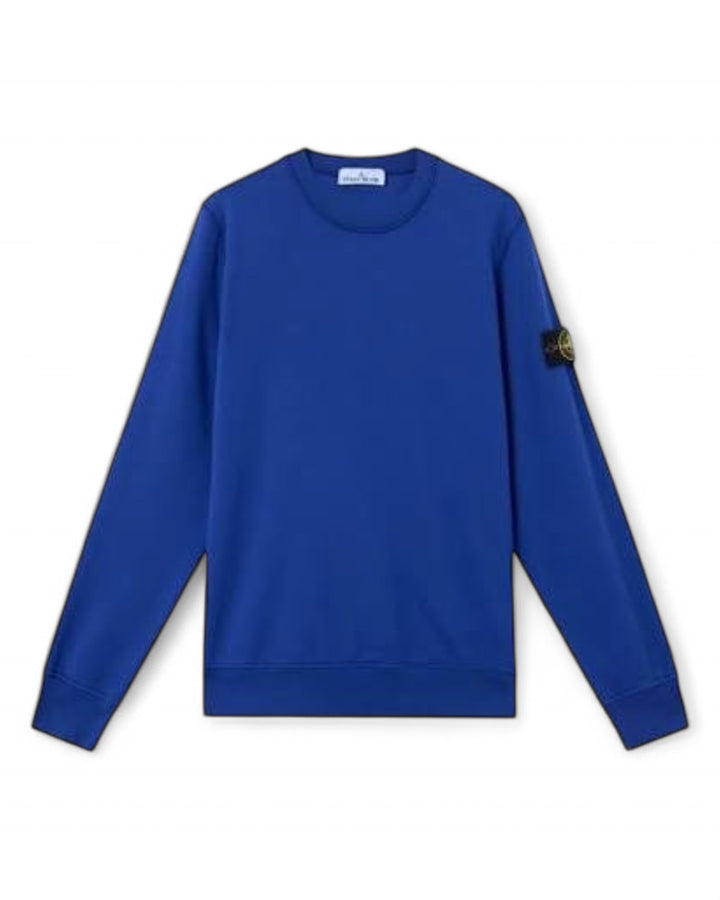 Stone Island Cobalt Blue Stone Island Cotton Fleece Crewneck Sweatshirt — front