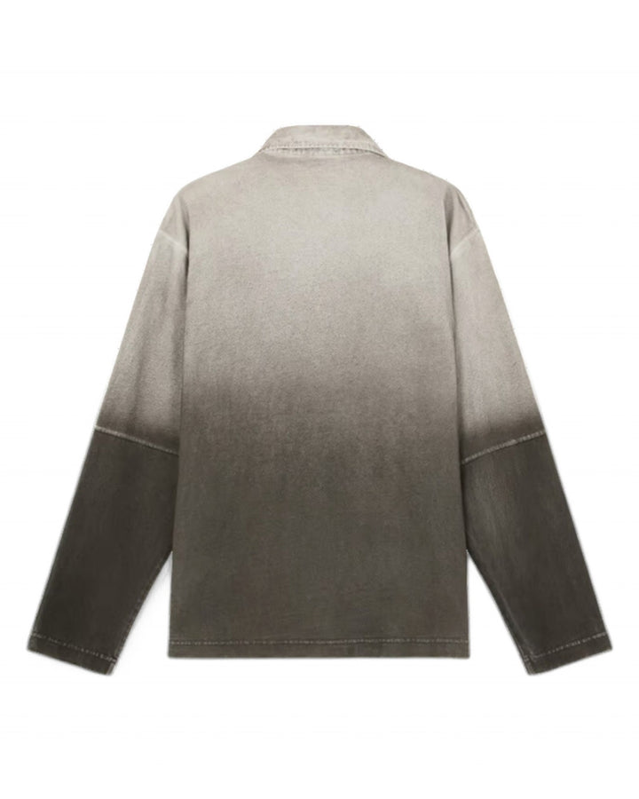 Stone Island Lead Grey Stone Island 214T2 Oxide Spray Cotton Jersey Long Sleeve Polo Shirt - Lead Grey — front