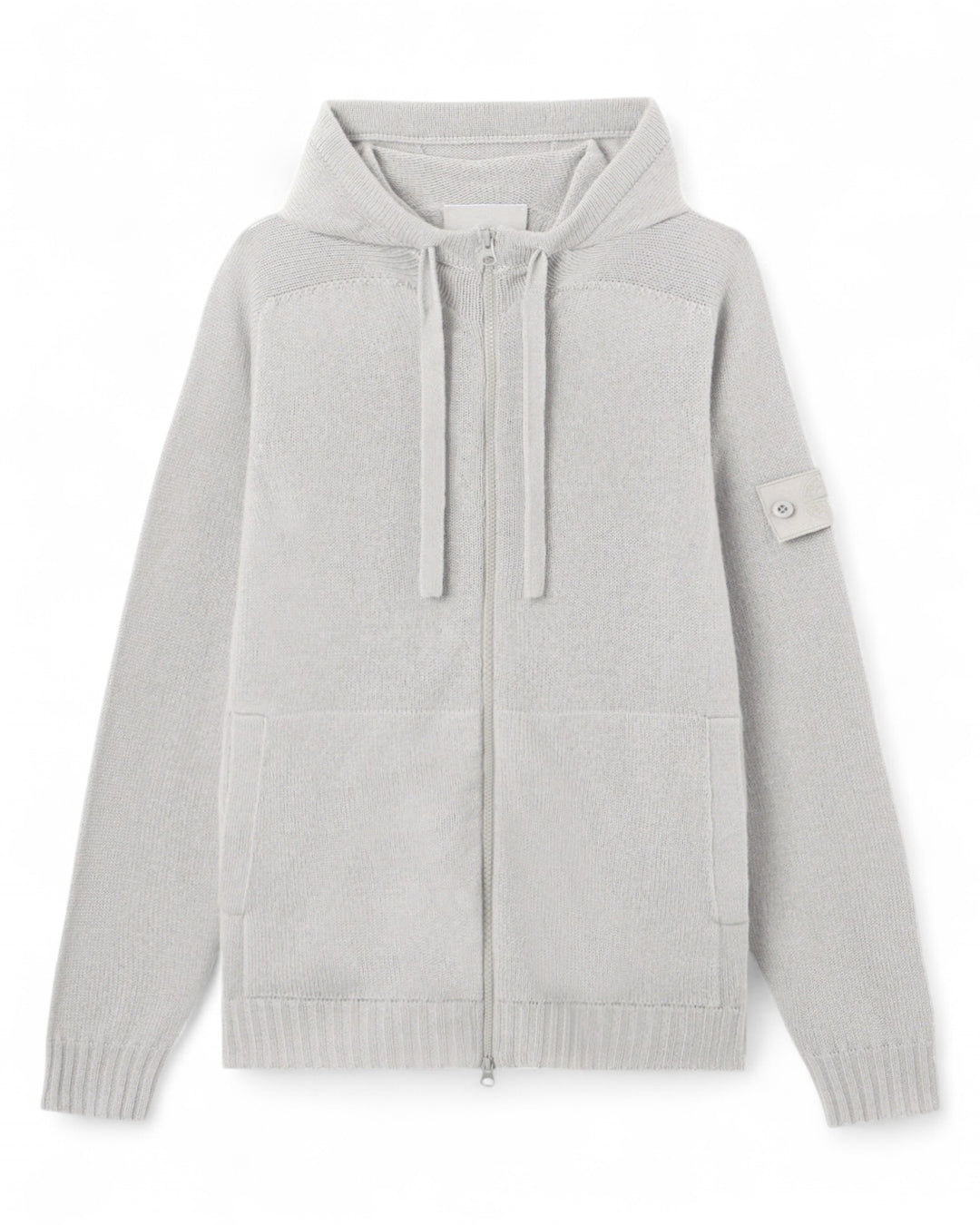 Stone Island Dust Grey Stone Island Cashmere Ghost Loose-fit Zip-up Hooded Jumper — front