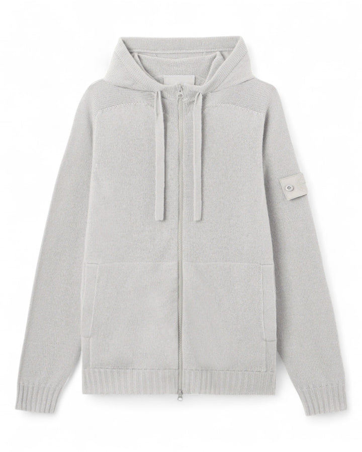 Stone Island Dust Grey Stone Island Cashmere Ghost Loose-fit Zip-up Hooded Jumper — front