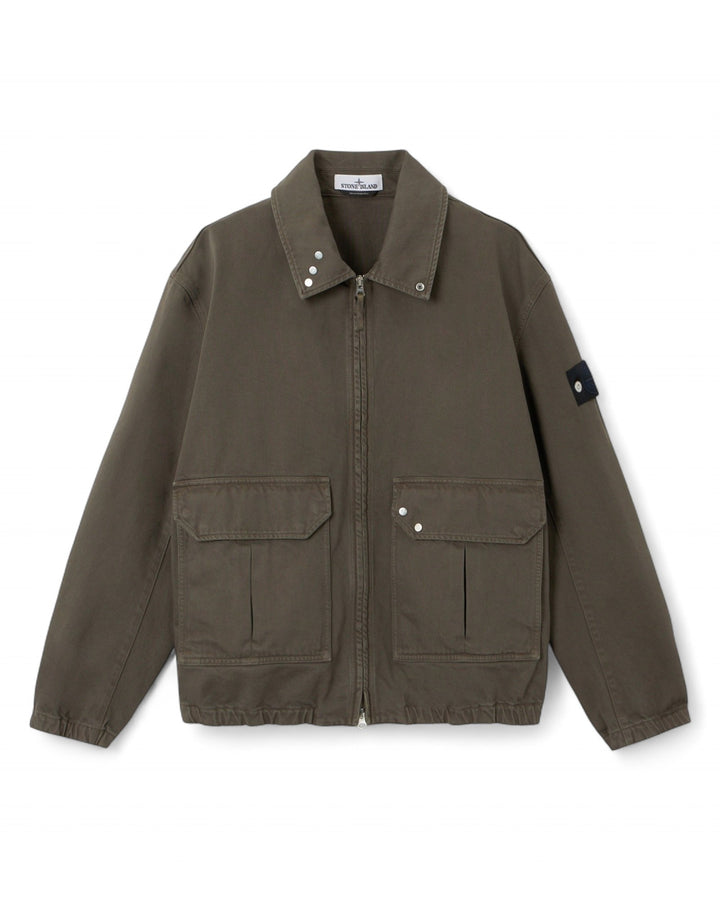 Stone Island Brown Stone Island Light Bull Denim-TC Coach Jacket — front