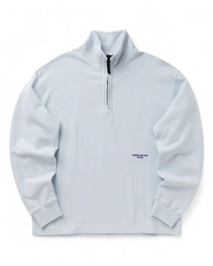 Stone Island Blue Stone Island Marina Half-Zip Sweatshirt Heavy Organic Cotton Fleece — other