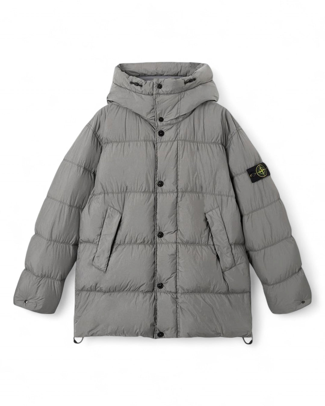 Stone Island Cemento Stone Island Garment Dyed Crinkle Reps NY Hooded Down Jacket with Anti-drop — front