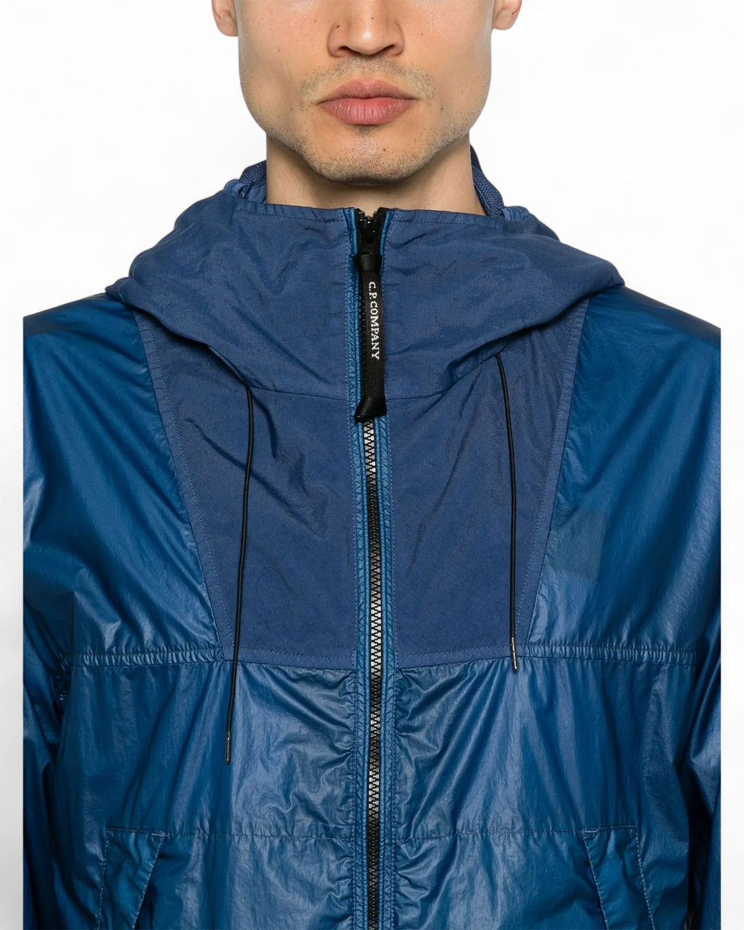 C.P. Company Blue C.P. Company CS II Mixed Hooded Lens Jacket — front