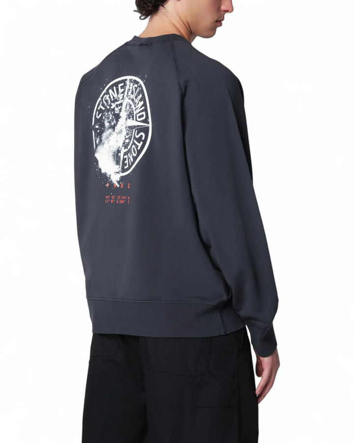 Stone Island Navy Blue Stone Island Oversized-fit crewneck sweatshirt with 'Desert' print, cotton fleece — front