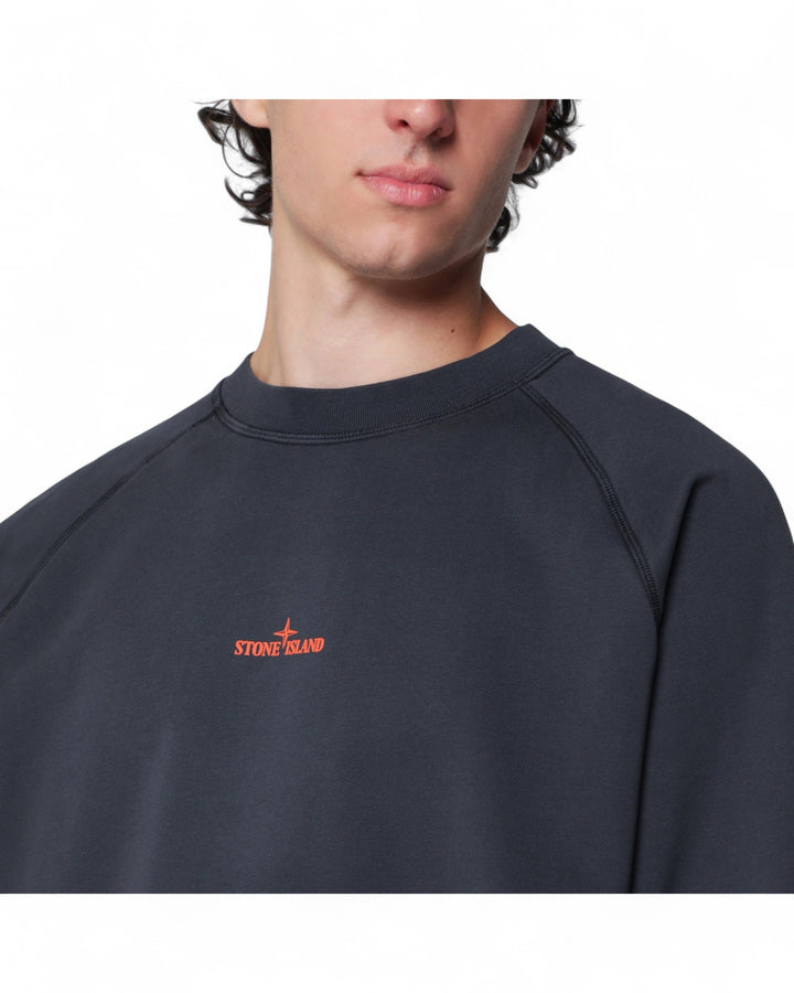 Stone Island Navy Blue Stone Island Oversized-fit crewneck sweatshirt with 'Desert' print, cotton fleece — front