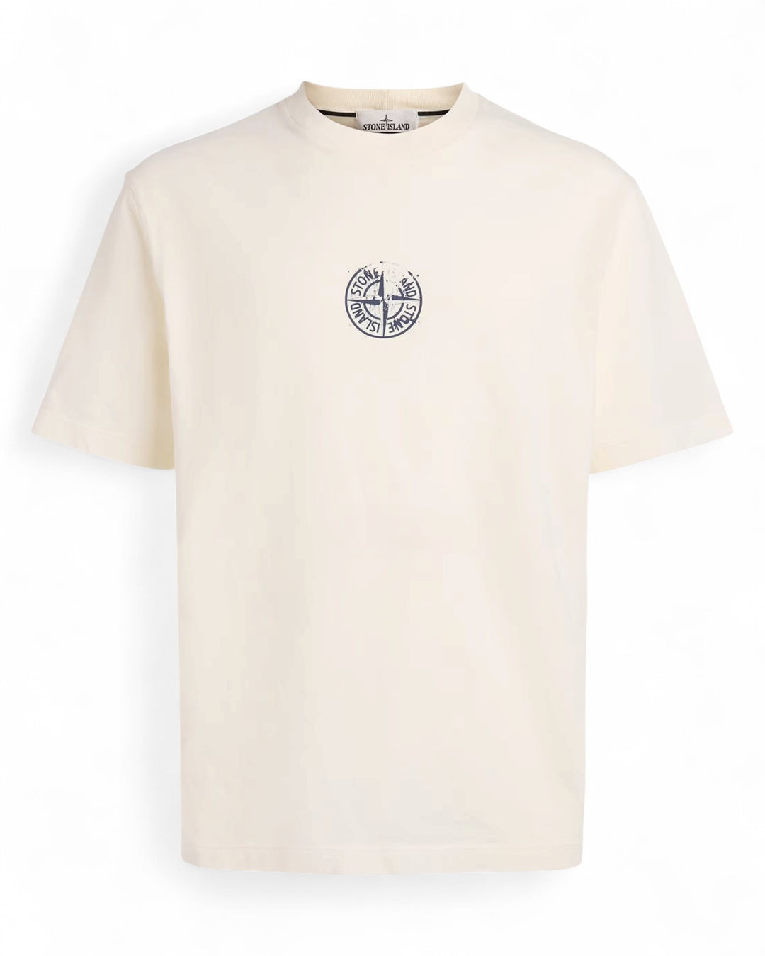 Stone Island Ivory Stone Island Regular-fit T-shirt with 'Vertical Placement' print Organic Cotton Jersey — front