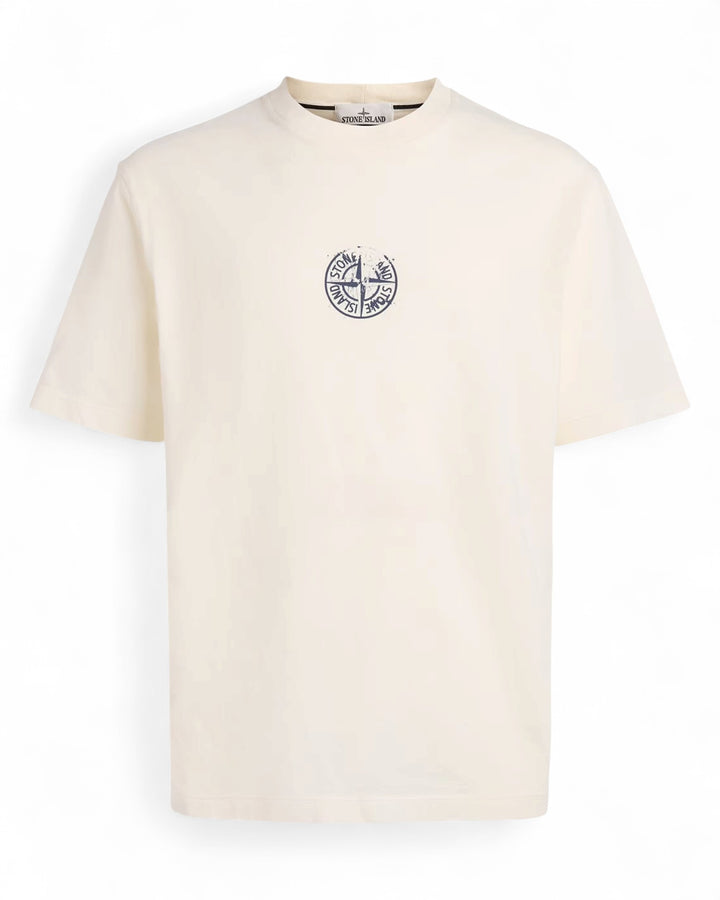 Stone Island Ivory Stone Island Regular-fit T-shirt with 'Vertical Placement' print Organic Cotton Jersey — front