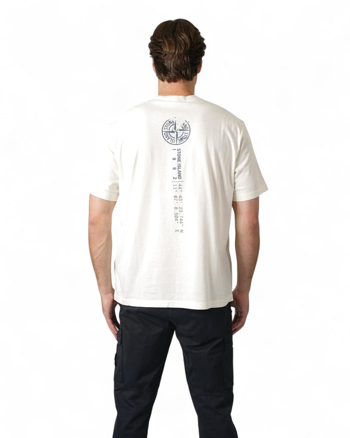 Stone Island Ivory Stone Island Regular-fit T-shirt with 'Vertical Placement' print Organic Cotton Jersey — front