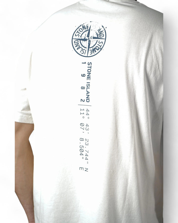 Stone Island Ivory Stone Island Regular-fit T-shirt with 'Vertical Placement' print Organic Cotton Jersey — front