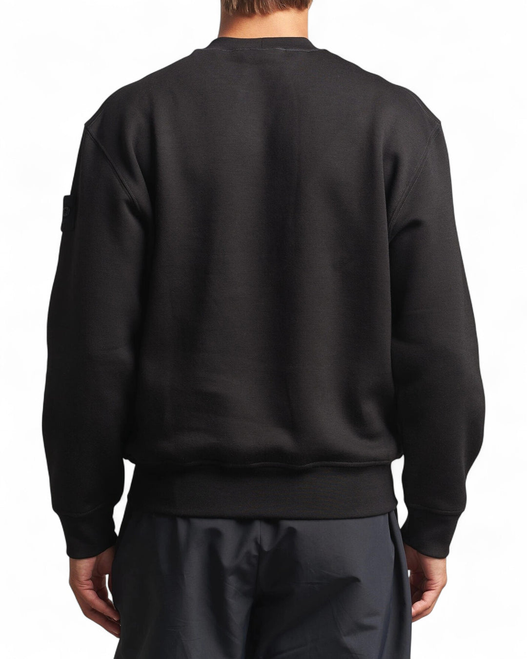 Stone Island Black Stone Island Ghost Stretch Cotton Fleece Crewneck Sweatshirt — front