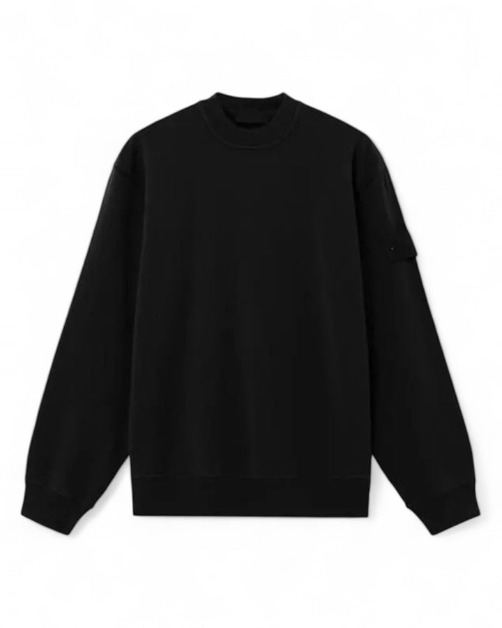 Stone Island Black Stone Island Ghost Stretch Cotton Fleece Crewneck Sweatshirt — front