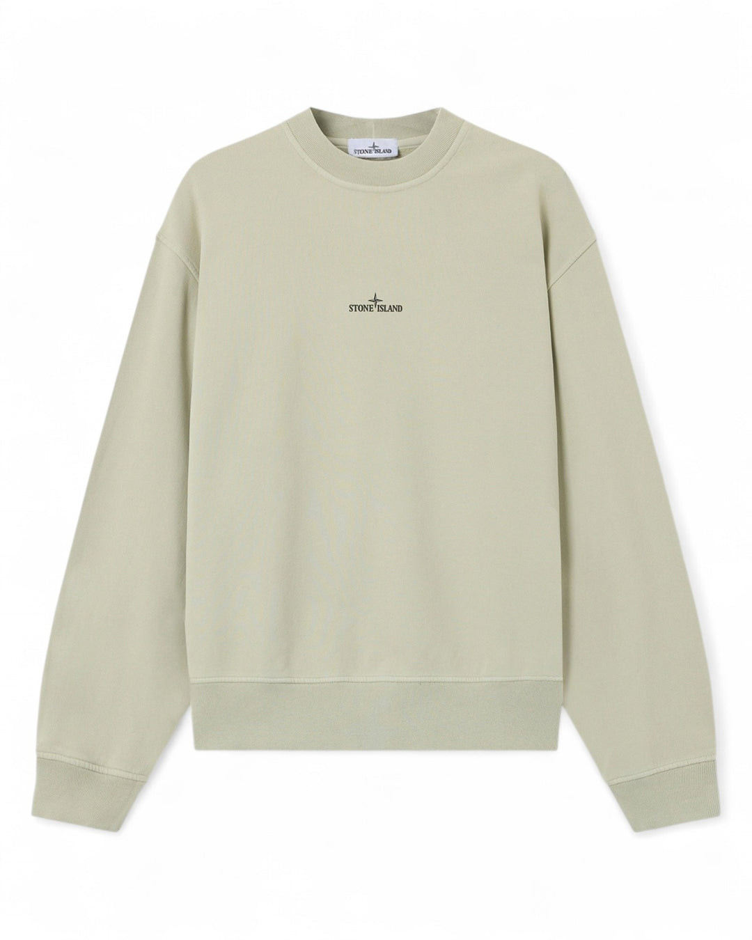 Stone Island Sand Stone Island Oversized-fit Crewneck Sweatshirt with 'Blurred Compass' Print Organic Cotton Fleece — front