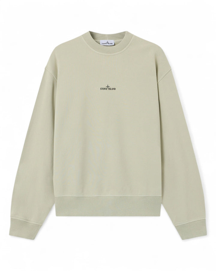 Stone Island Sand Stone Island Oversized-fit Crewneck Sweatshirt with 'Blurred Compass' Print Organic Cotton Fleece — front