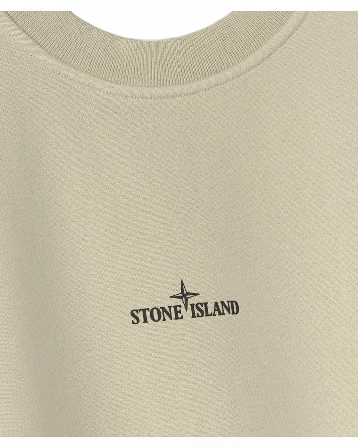 Stone Island Sand Stone Island Oversized-fit Crewneck Sweatshirt with 'Blurred Compass' Print Organic Cotton Fleece — front