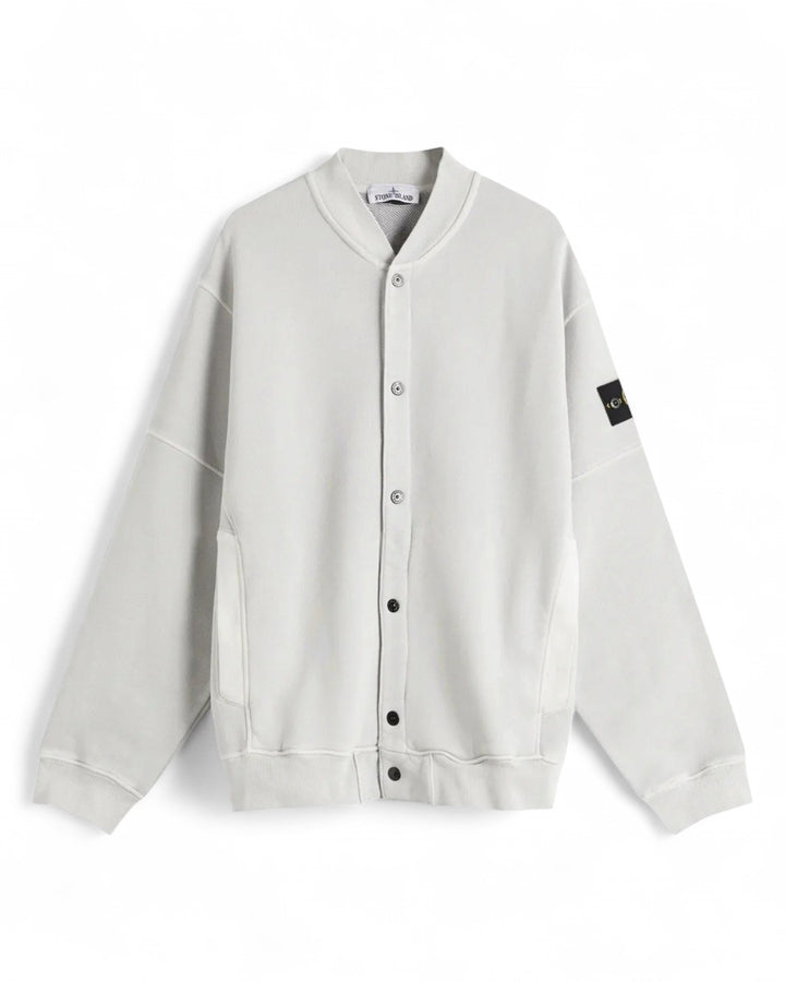 Stone Island Pearl Grey Stone Island Old Effect Fleece Bomber Jacket — front