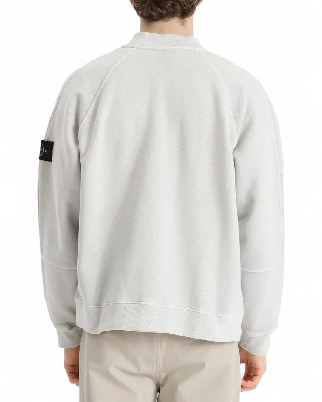 Stone Island Pearl Grey Stone Island Old Effect Fleece Bomber Jacket — front
