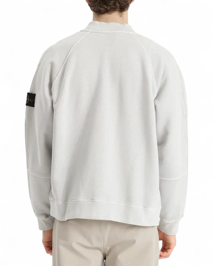 Stone Island Pearl Grey Stone Island Old Effect Fleece Bomber Jacket — front