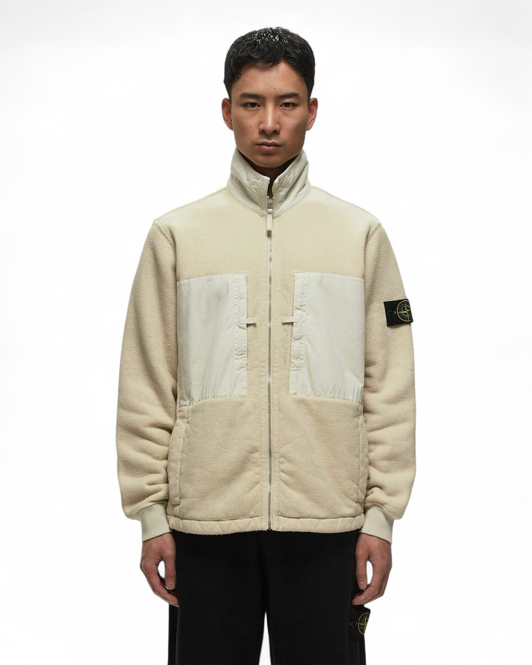 Stone Island Beige Stone Island Plated Terry Fleece Track Top — front
