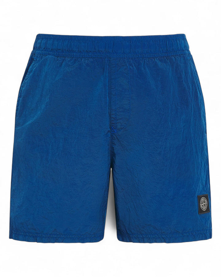 Stone Island Blue Stone Island Regular Fit Mid Length Nylon Metal Swim Shorts — front