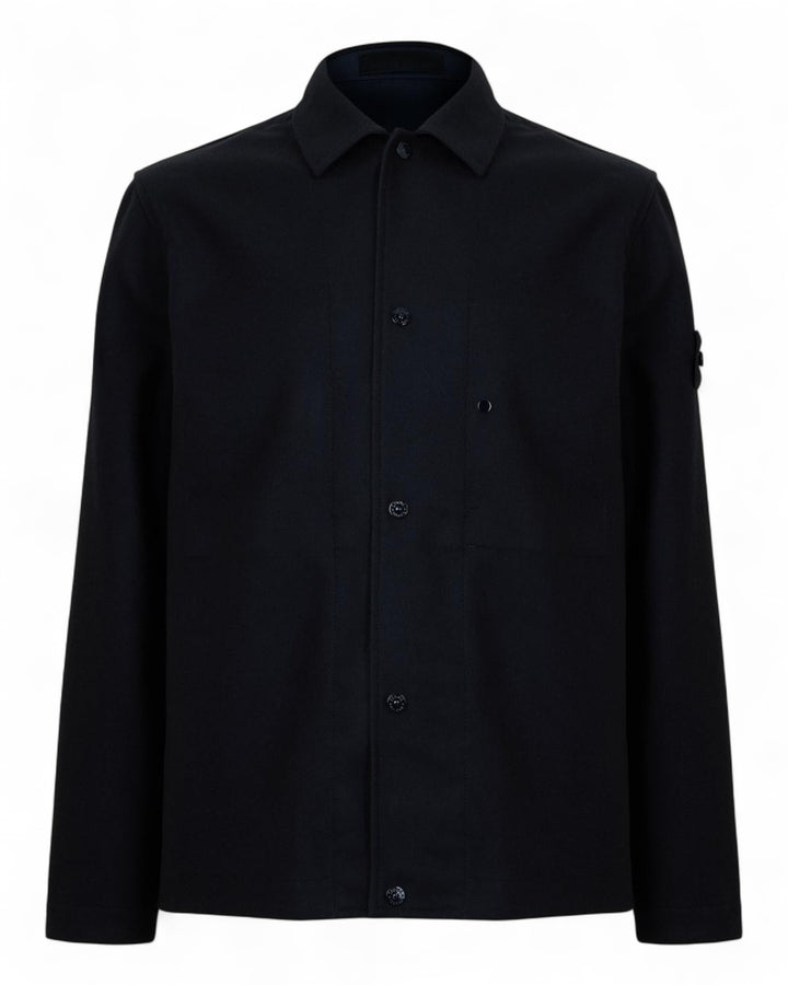 Stone Island Black Stone Island Ghost Wool Nylon Overshirt — front