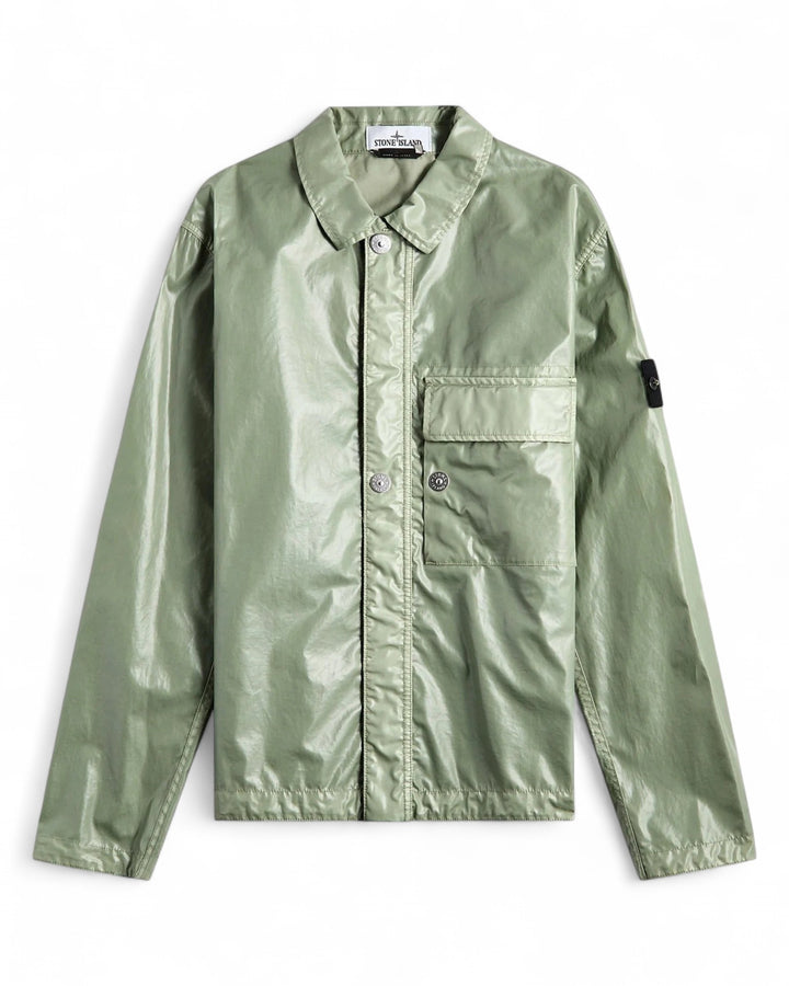 Stone Island Sage Green Stone Island Mussola Gommata-TC Shirt Jacket — front