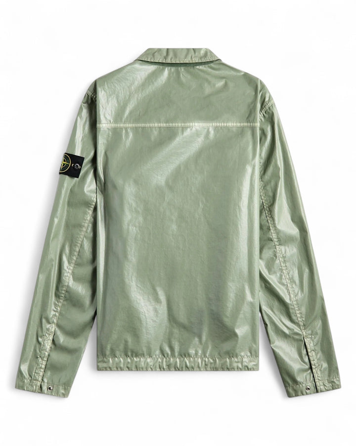 Stone Island Sage Green Stone Island Mussola Gommata-TC Shirt Jacket — front