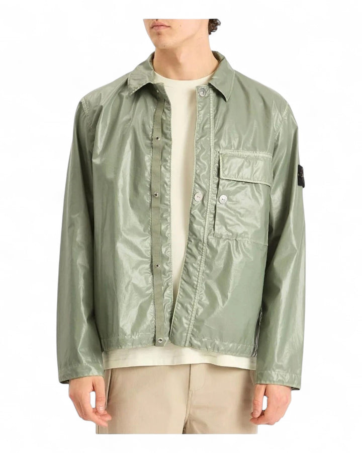 Stone Island Sage Green Stone Island Mussola Gommata-TC Shirt Jacket — front