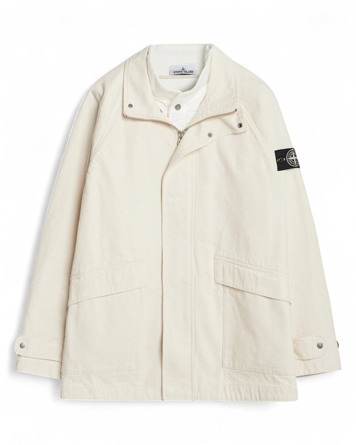 Stone Island Ivory Stone Island Natural Cotton Gabardine Parka — front