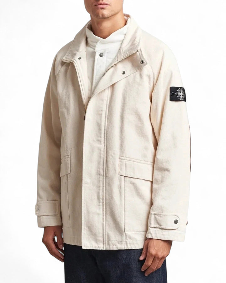 Stone Island Ivory Stone Island Natural Cotton Gabardine Parka — front
