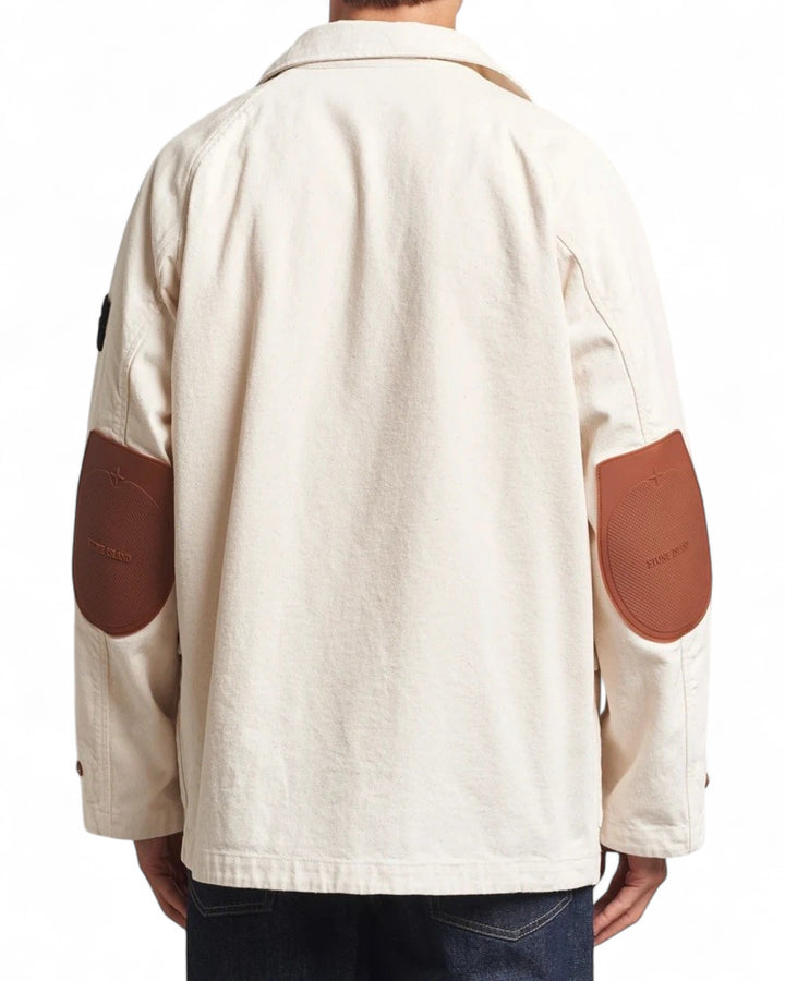 Stone Island Ivory Stone Island Natural Cotton Gabardine Parka — front
