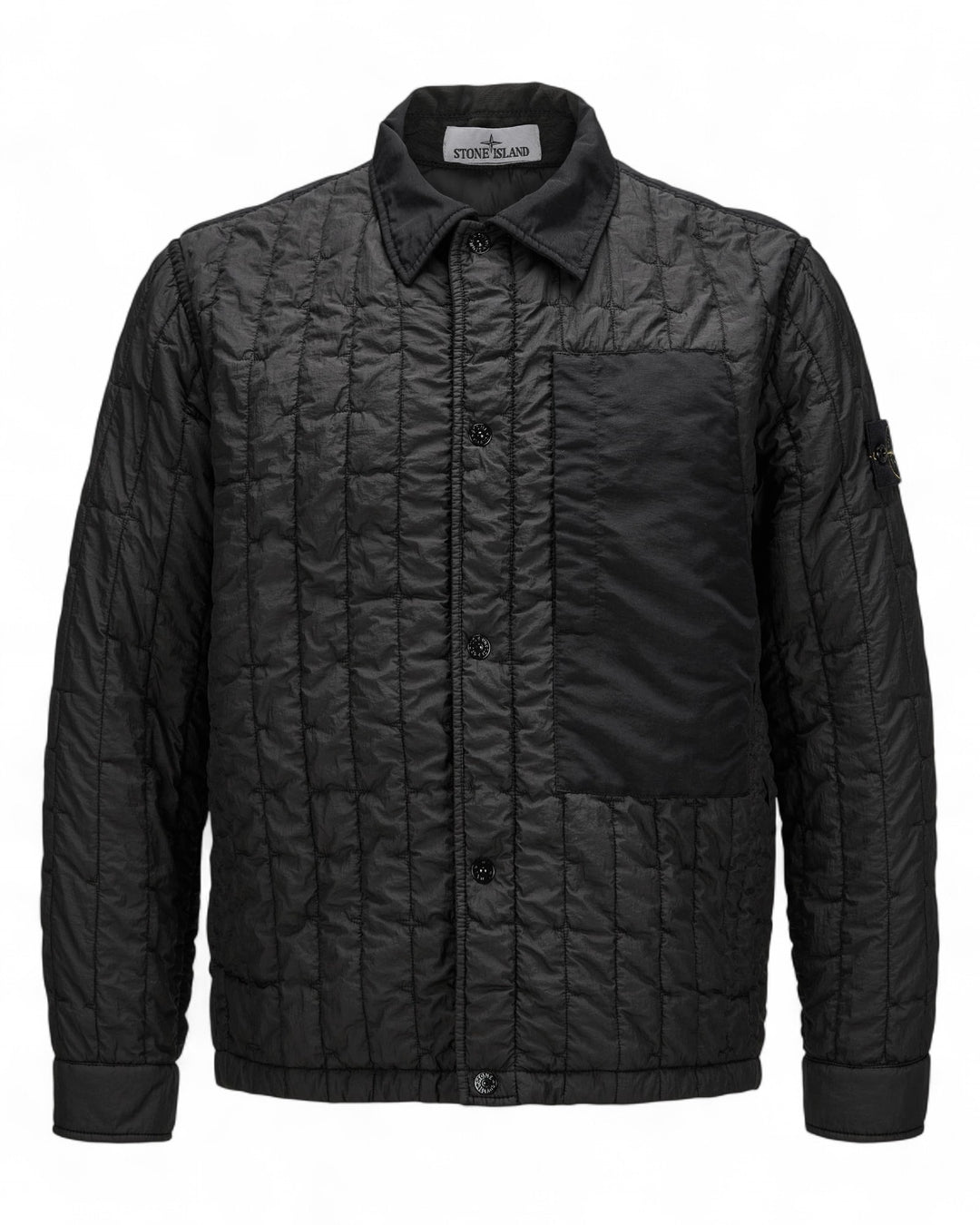 Stone Island Black Stone Island Quilted Padded Coach Jacket with Anti-Drop Ultralight Nylon Quilted TC — front
