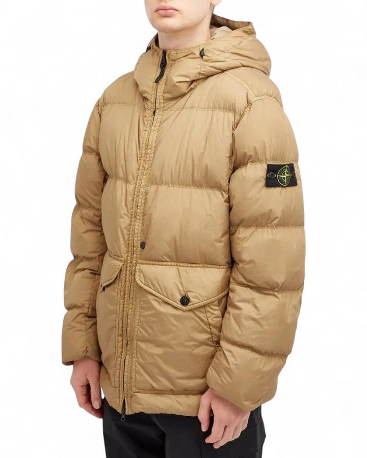 Stone Island Biscuit Stone Island Garment Dyed Crinkle Reps Down Jacket — front