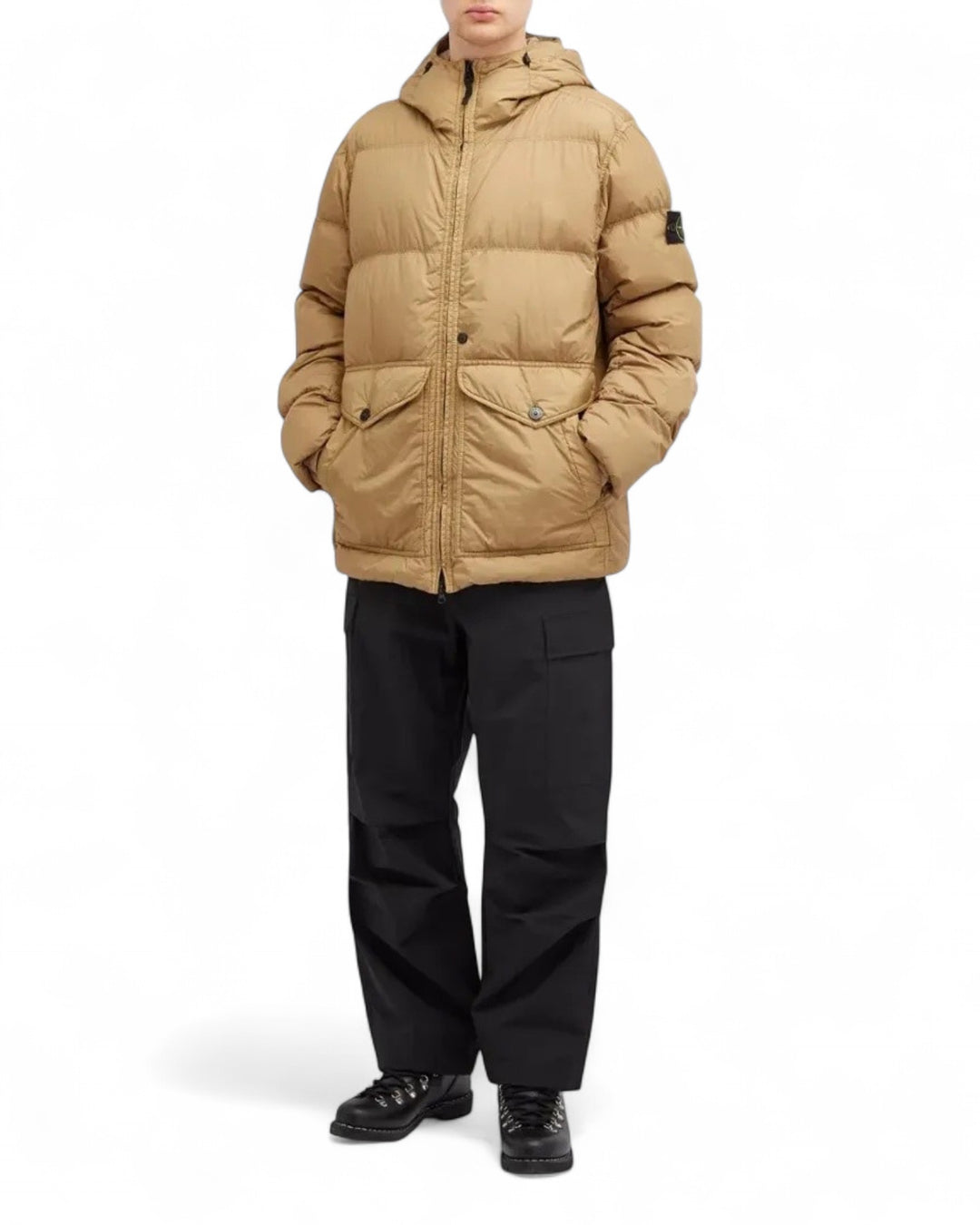 Stone Island Biscuit Stone Island Garment Dyed Crinkle Reps Down Jacket — front