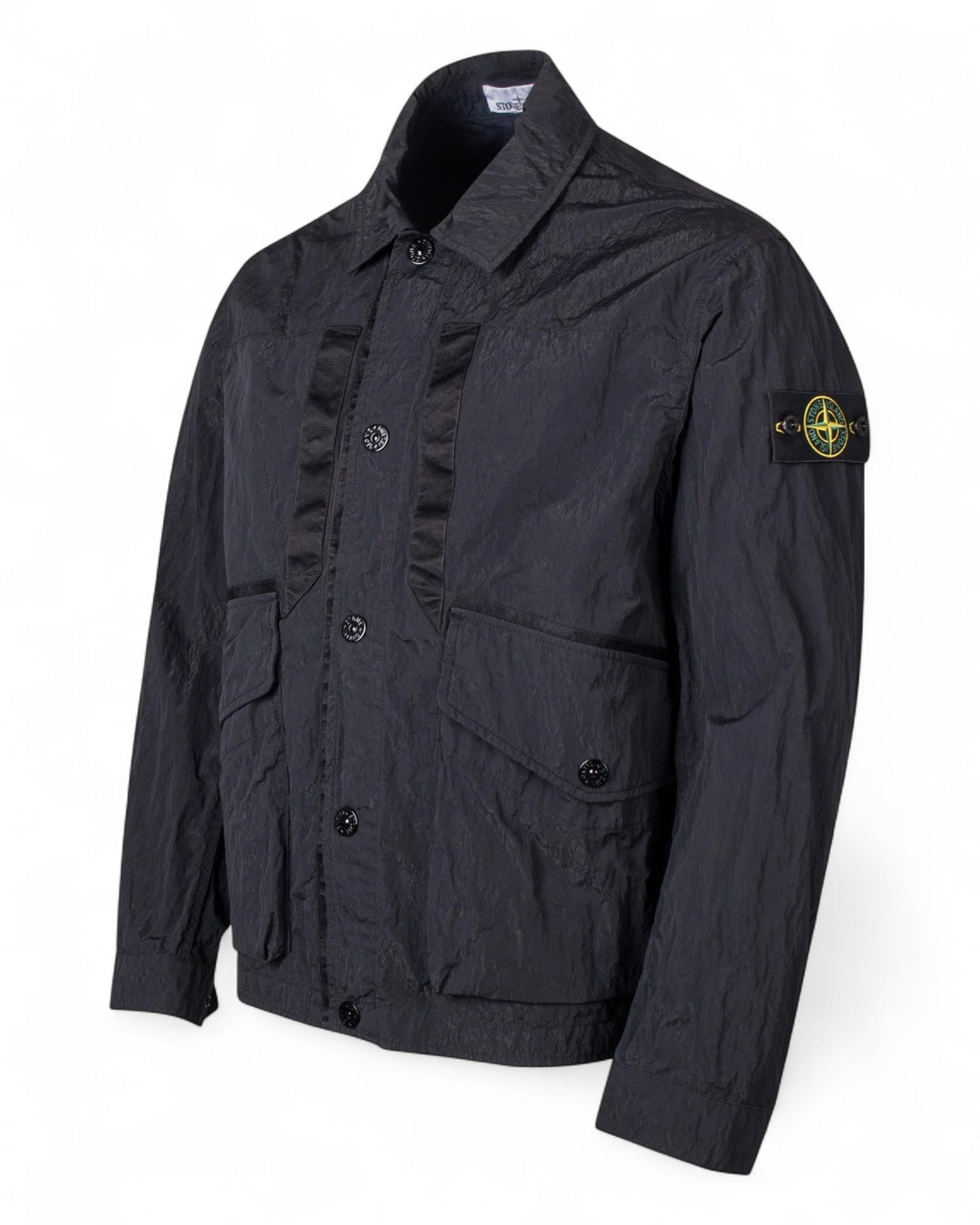 Stone Island Black Stone Island Warp Rib Nylon-TC Coach Jacket — front