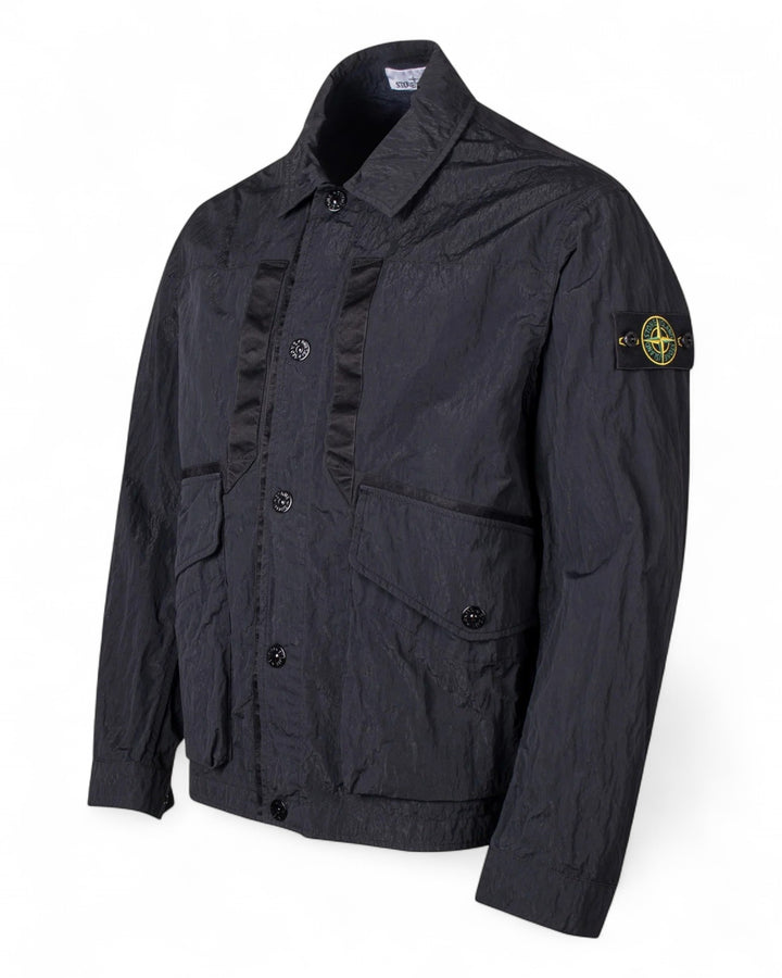 Stone Island Black Stone Island Warp Rib Nylon-TC Coach Jacket — front