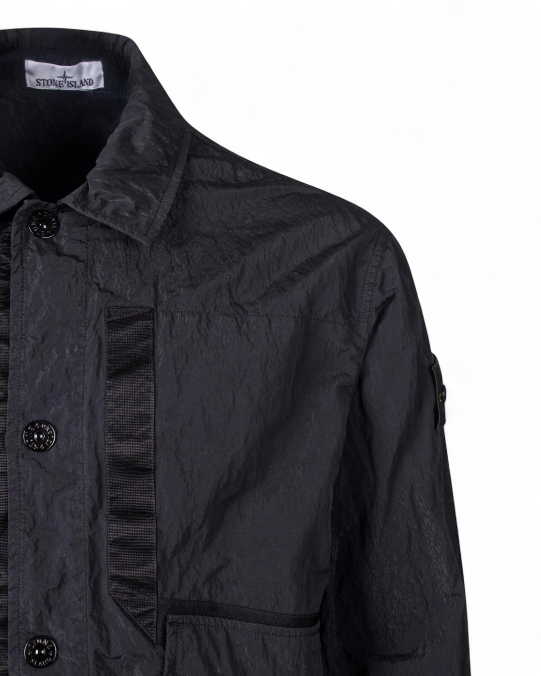 Stone Island Black Stone Island Warp Rib Nylon-TC Coach Jacket — front